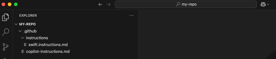 GitHub Copilot instruction files structure in VS Code